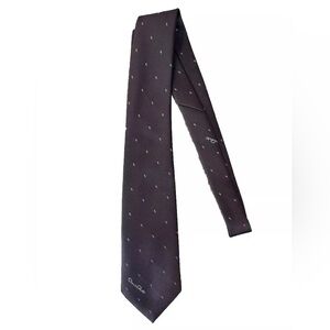 Oscar De La Renta Designer Neck Tie Vintage Brown Spell Out Logo Brown 70s 80s